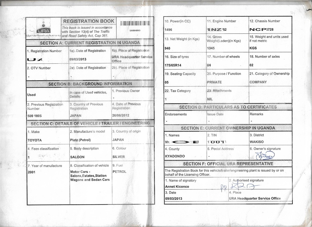 car log book 
